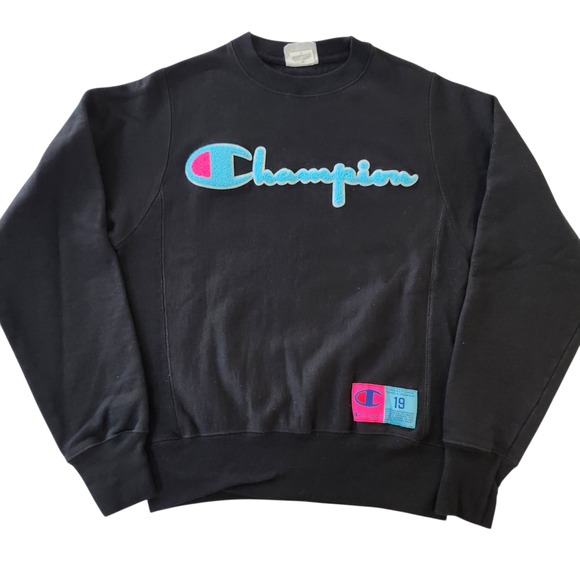 Champion Reverse Weave Sweatshirt Crew Neck Pullover Black teal Blue Pink XS - Picture 1 of 3
